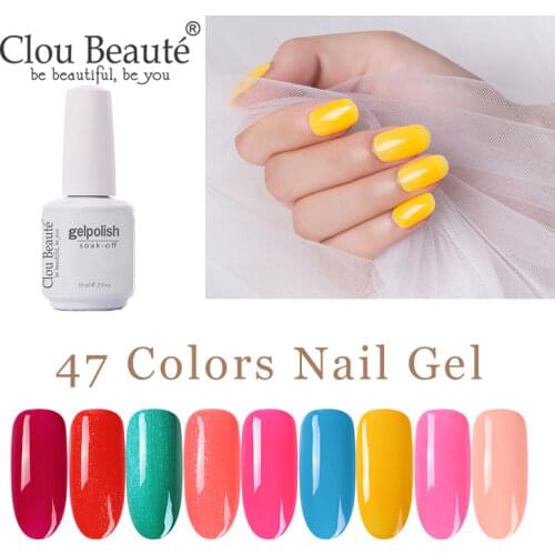 Clou Beaute 15ml Gel Nail Polish Glitter Nail Color Soak Off UV Gel Varnish Base Coat No Wipe Top Coat Gelpolish Sequins Gel