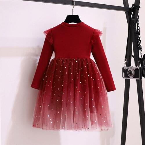 Autumn Winter Girls Dress Christmas Baby Girls Clothes Long Sleeves Children Clothing Princess Dress Sequins Kids Dress for Girl