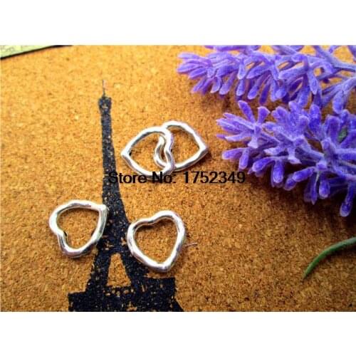 40pcs- Heart Bead charm, Antique silver Tone Hearts shape beads,Beadwork Charms/pendant 14X14mm