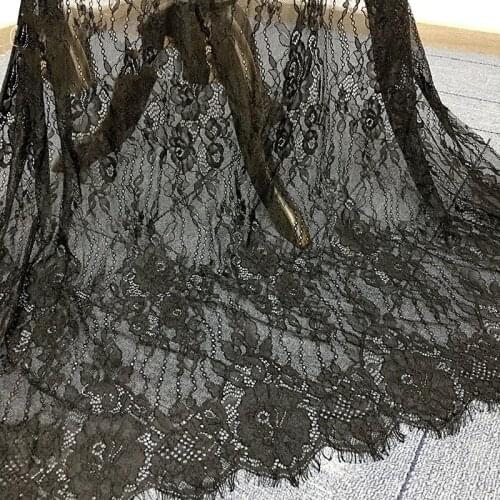 GLace 3M/Lot black dress skirt diy handmade lace fabric material hollow striped flower eyelash fabric TX1029