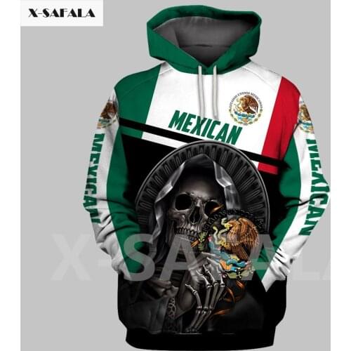 Mexico Viking National Emblem Skull Country Map Flag 3D All Printed Hoodie Man Women Harajuku Zipper Pullover Sweatshirt Jacket