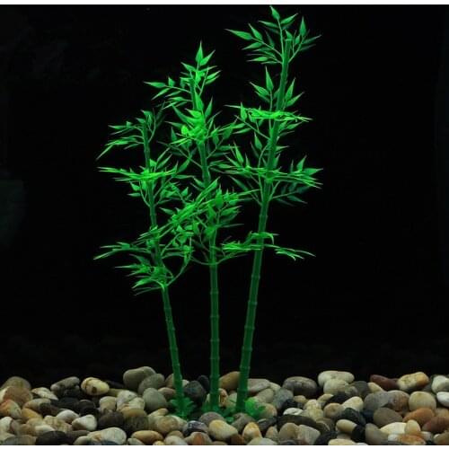 Simulation Bamboo Ceramic Base Aquarium Landscape Decoration Ornament Artificial Water Grass