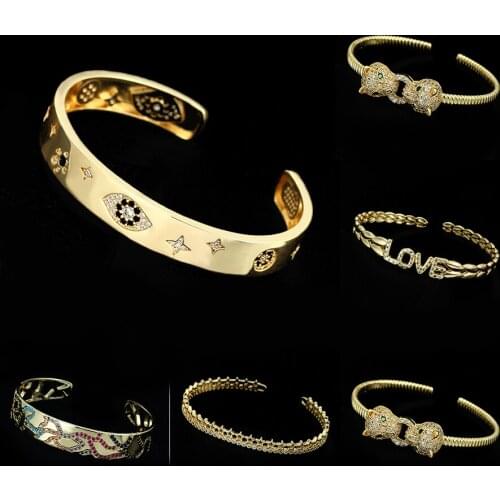 Daihe Classic Gold Plated Micro Inlay Zircon Love Bracelet Women Wedding Adjustable Copper Bracelet Bangles Female Jewelry Gift