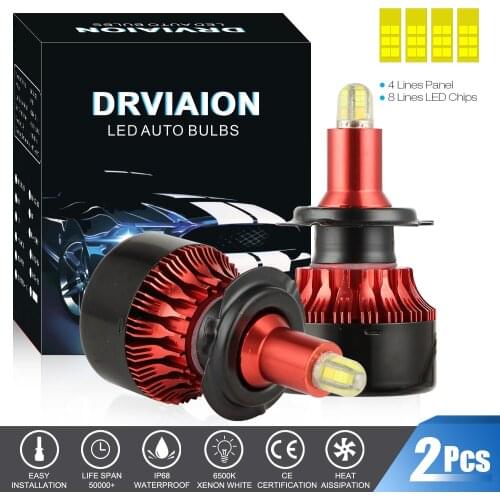 2Pcs 8Sided 60W H7 H4 H1 H11 Car LED Headlight Bulb 12V 24V 9005 9006 Automobile Headlamp 6500K G7 Fog Lights led h4 Bulbs