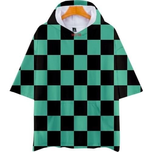 Anime Demon Slayer Kimetsu No Yaiba Cosplay Costumes Hoody Tshirt Men Women O-Neck T-shirt Hooded T Shirt Summer Pocket Clothes