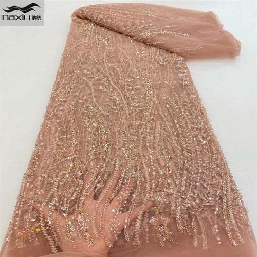 Madison Handmade Lace Nigerian African French Lace Fabric Beaded 3D Lace Fabrics 2021 High Quality Lace Tulle For Party Dress