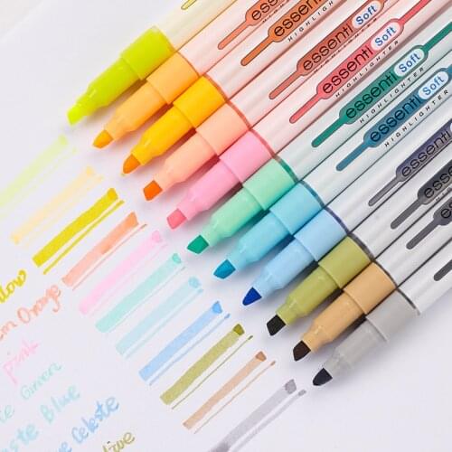 Monami Essenti Soft Pastel Color Highlighter Pen Fluorescent Marker Liner for Drawing Painting School Art Design Supplies A6551