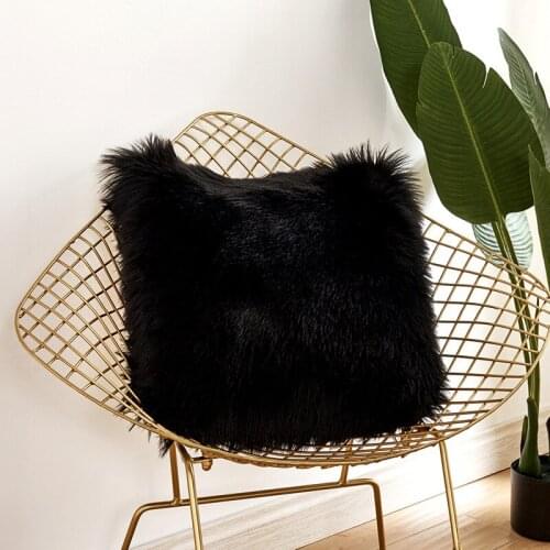45x45cm Luxury Faux Fur Suede pillowcover Super Soft Wool-like Cushion Case Artificial Home Textile for Chair/Bed