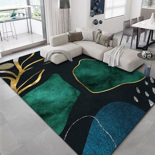 Nordic light luxury 3d landscape gold line pattern carpet home decoration carpet living room bedroom anti-slip mat can be custom