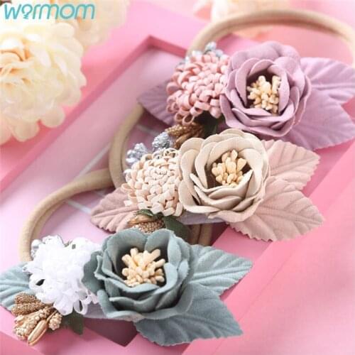 Warmom New Childrens Headdress Nylon Thin Hairband Stitching Girls Head Flower Baby Hearband