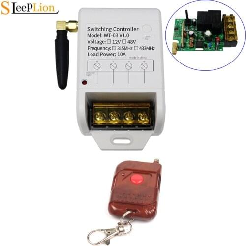 Sleeplion 12V-48V 24V 1Channel Pump Special Switch Wireless Control Wide Voltage Relay Module 315/433MHz
