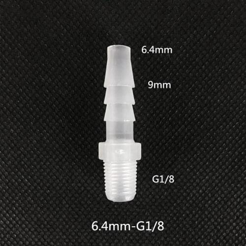 Garden Watering Flexible Hose Plastic Connectors 6.4mm*G1/8 Male Thread Barb Sraight Connectors