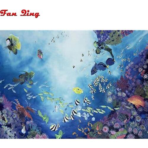 Full Square Diamond Painting Underwater Sea Fish Coral Reefs 5D DIY Kit Cross Stitch Diamond Embroidery Rhinestone Mosaic decor