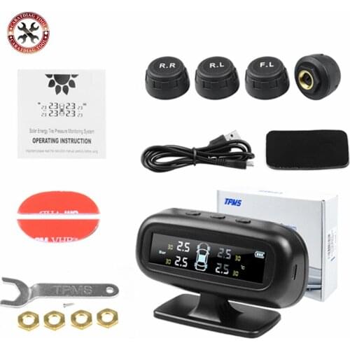 Original Car TPMS Tire Pressure Monitoring System HD Digital Display Auto Alarm tool 4 external tyre Sensors for all the cars
