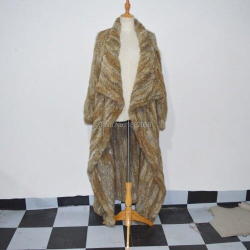SJ459-04 Extra Long Cropped Inregular Women Rabbit Jacket 135CM Girl Rabbit Jackets