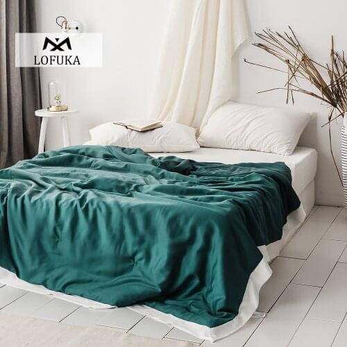 Lofuka Dark Green 100% Silk Nature Quilt Healthy Comforters Duvet Skin-friendly Silk Filled Double Queen King Quilt For Sleep