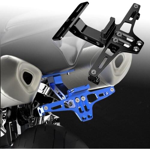 Universal CNC Aluminum Motorcycle Rear License Plate Mount Holder Motorcycle Number Plate Holder with White LED Light
