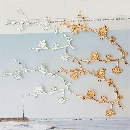 10 PCS 5.6*9.5cm Fashion Metal Alloy Gold Color Branch Flowers Connectors Charm For Jewelry Making