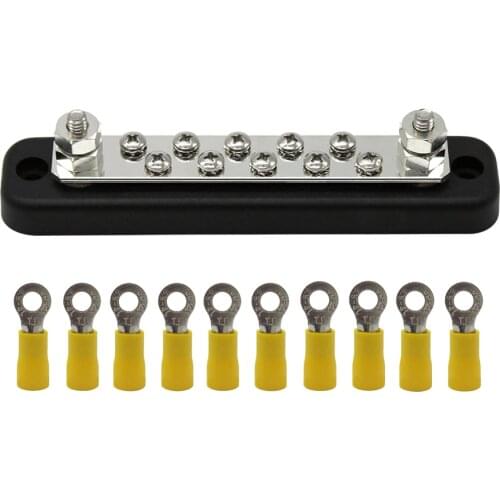 10 Screw Terminal Ground Distribution Block kits Line Buss Bar DC 150A AC 130A