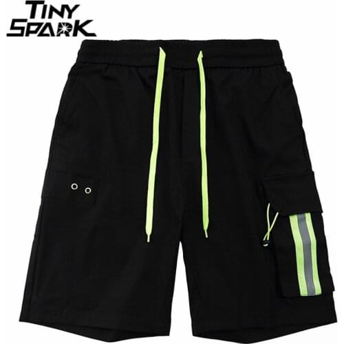 2021 Men Streetwear Cargo Shorts Hip Hop Pockets Track Shorts Harajuku Casual Joggers Shorts Japan Style Sweatpants Black Shorts