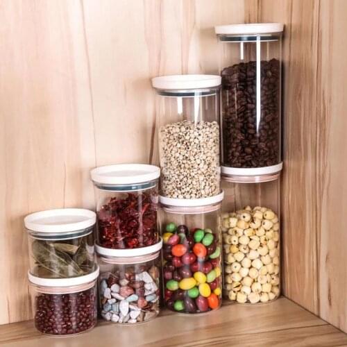 3 PCS Storage Jar Plastic Transparent Storage Box Tea Snacks Kitchen Spices Coarse Grains Sealed Jar Kitchen Storage Supplies