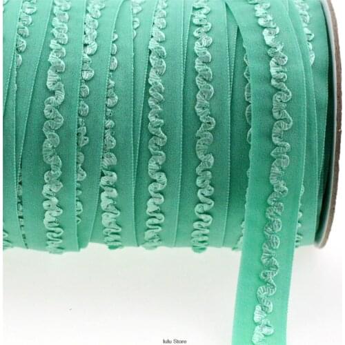 5/8"16mm solid celadon ruffle crochet flower elastic ribbon handmade lingerie straps clothing accessories sewing tool 50 yards