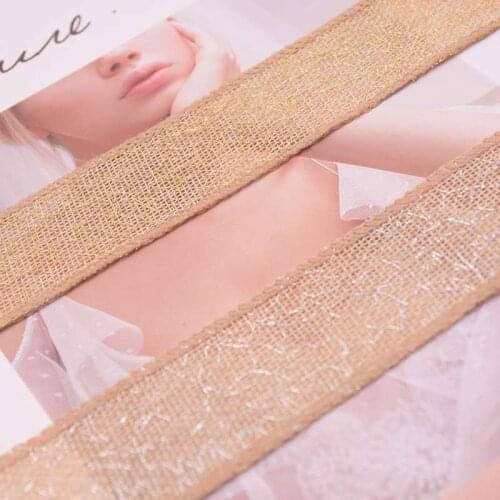 5yards/lots Glitter Gold Silver Line Hemp Rope Ribbon for Diy Craft Bouquet Gift Box Packaging Christmas Thanksgiving Decor