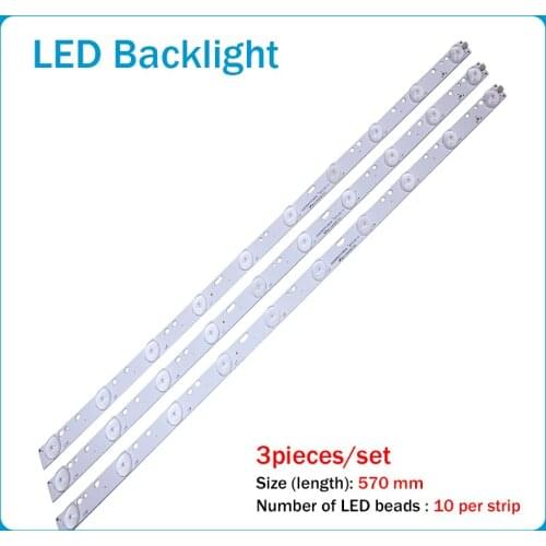 6pcs 32'' 570mm*17mm 10leds LED Backlight Lamps LED Strips w/ Optical Lens Fliter for TV Monitor Panel 30V New