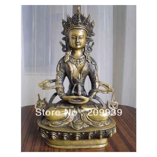 Bir 001500 Tibetan Buddhist bronze AMITAYUS Buddha statue 20 cm tall