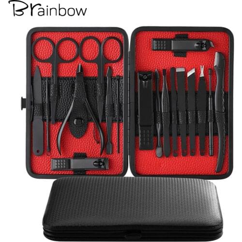 Brainbow Professional 18pcs/pack Pro Nail Manicure Set &Kit for Women Men Face/Foot/Hand Care Nail Clippers Pedicure Tools Set