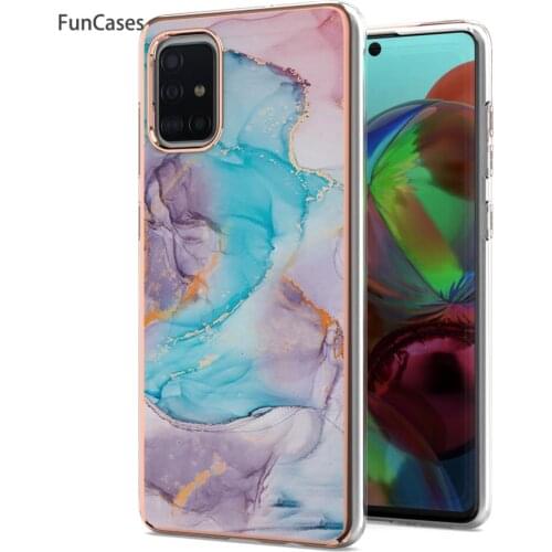 Phone Etui Cases For capa Samsung A71 5G Marble Phone Pouch Cover Samsung Galaxy capa A71 5G Case Soft IMD Phone Shell Aksesuar