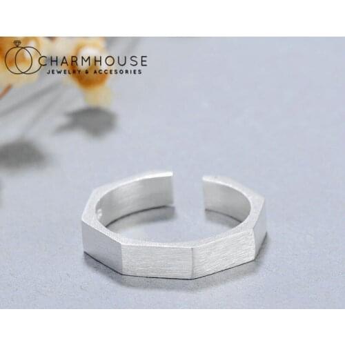 Pure Silver 925 Finger Rings For Women Geometric Open Ring Adjustable Bague Femme Anillos Wedding Jewelry Accesories Best Gifts