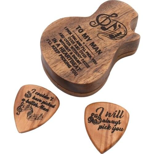Wooden Guitar Picks Plectrums with Box for Electric Guitar Accessories