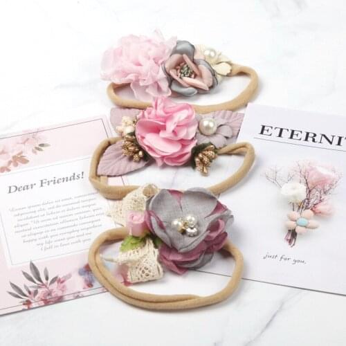 Baby Flower Nylon Headband Baby Girls Floral Wreath Newborns Headbands Infrant Photography Props Hair Accessory Kidocheese