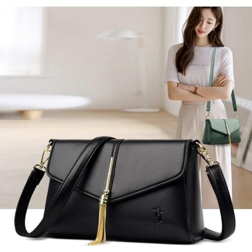 Tassel Design Shoulder Bags for Women 2021 Famous Brand Handbag Simple Small Flap Messenger Bag Female Pu Leather Crossbody Bag