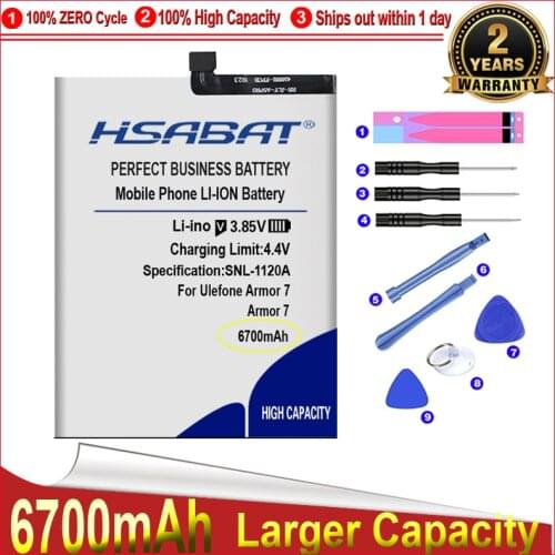 HSABAT 0 Cycle 6700mAh 3083 Battery for Ulefone Armor 7 7E 6.3inch High Quality Mobile Phone Replacement Accumulator