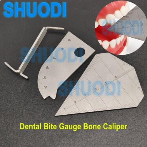 Dental Bite Gauge Caliper Mouth Gag Opening Capacity Measuring Ruler Dental Implant Gauge Bone Calipers Stainless Steel