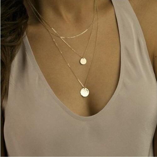 JUJIE Fashion Simple Multilayer Chokers Necklace For Women 2021 Trendy Stainless Steel Necklace Jewelry Wholesale/Dropshipping