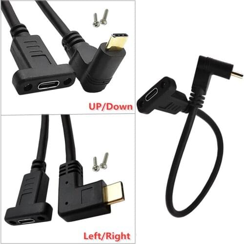 USB Type C Extension Cable USB 3.1 Data Video Cable USB-C Male to Female Extender Cord Connector with Screw Panel Mount Shielded
