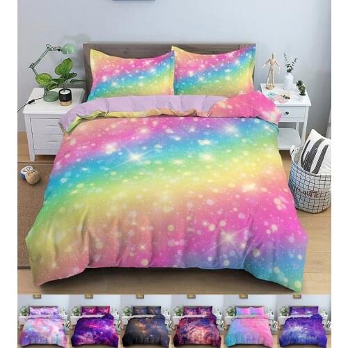 3D Digital Duvet Cover Galaxy Sky Printed Bedding Set Beating Comforter Cover Kids Adult Bedding Set Queen Double Size