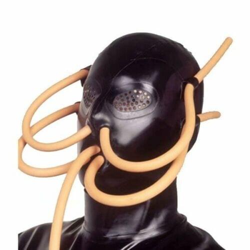 Latex Mask Rubber Mask Hood with Breathing Tube Gummi Wear for Party Lifelike