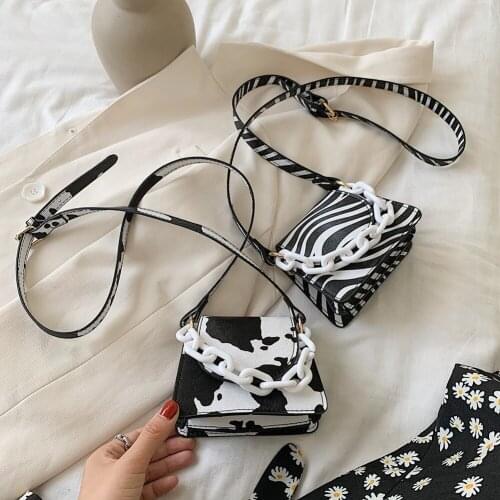 Acrylic Chain Mini Shoulder Bags For Women 2020 Fashion Animal Pattern PU Ladies Handbags Tote Popular Simple Female Daily Bag