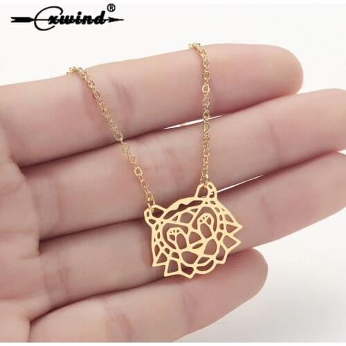 Cxwind Trendy Tiger Pendants & Chain Gold/Rose Color Stainless Steel Animal Necklaces Women Jewelry for Girls Gifts colar