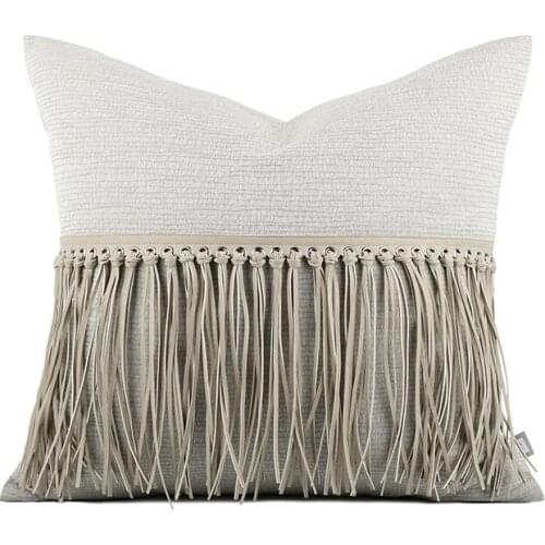 Solid Gery Tassel Cushion Cover Set Luxury Simple Throw Pillows Decorative Cushions For Living Room Cojines Sofa Pillowcase