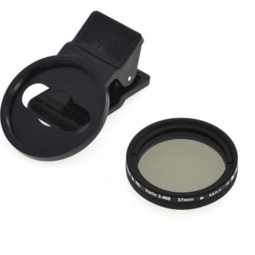 Adjustable 37mm Neutral Density Clip-on ND2 - ND400 Phone Camera Filter Lens for iPhone for Huawei for Samsung Android Phone