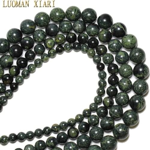 Natural Green Kamababa Jaspe Stone Beads For Jewelry Making DIY Bracelet Material Necklace 4mm 6mm 8mm 10mm 12mm Strand 15.5
