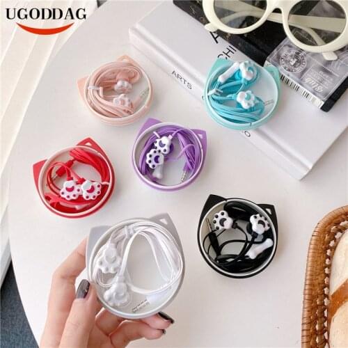 On-ear headphones ear phones Gamer Cartoon cat paw headset Wired earbuds handfree Earplugs with microphone For xiaomi air 2 se