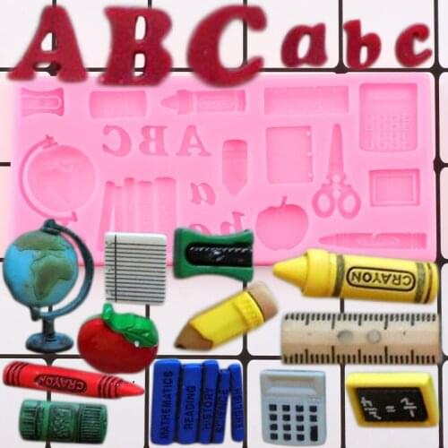 Learning Tools Silicone Mold DIY Baby Birthday Cake Decorating Tools Book Pen Ruler Fondant Molds Candy Chocolate Gumpaste Mould