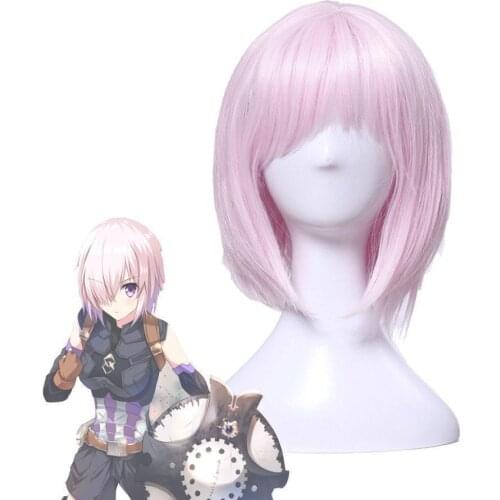 Game Fate Grand Order Mash Kyrielight Cosplay Wigs 35cm Pink Short Heat Resistant Synthetic Hair Perucas Cosplay Wig