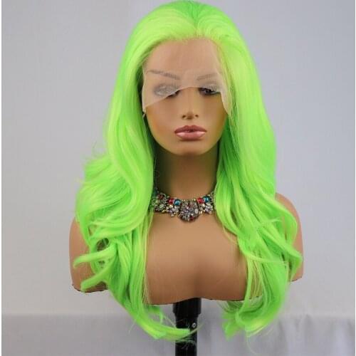 Cosplay Wig Body Wave Synthetic Lace Front Wig Fluorescent Yellow Color Long Natural Hair HD Lace Frontal Wigs for Black Women